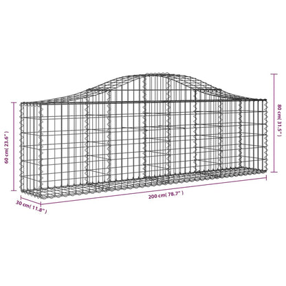 vidaXL Arched Gabion Baskets 10 pcs 200x30x60/80 cm Galvanised Iron