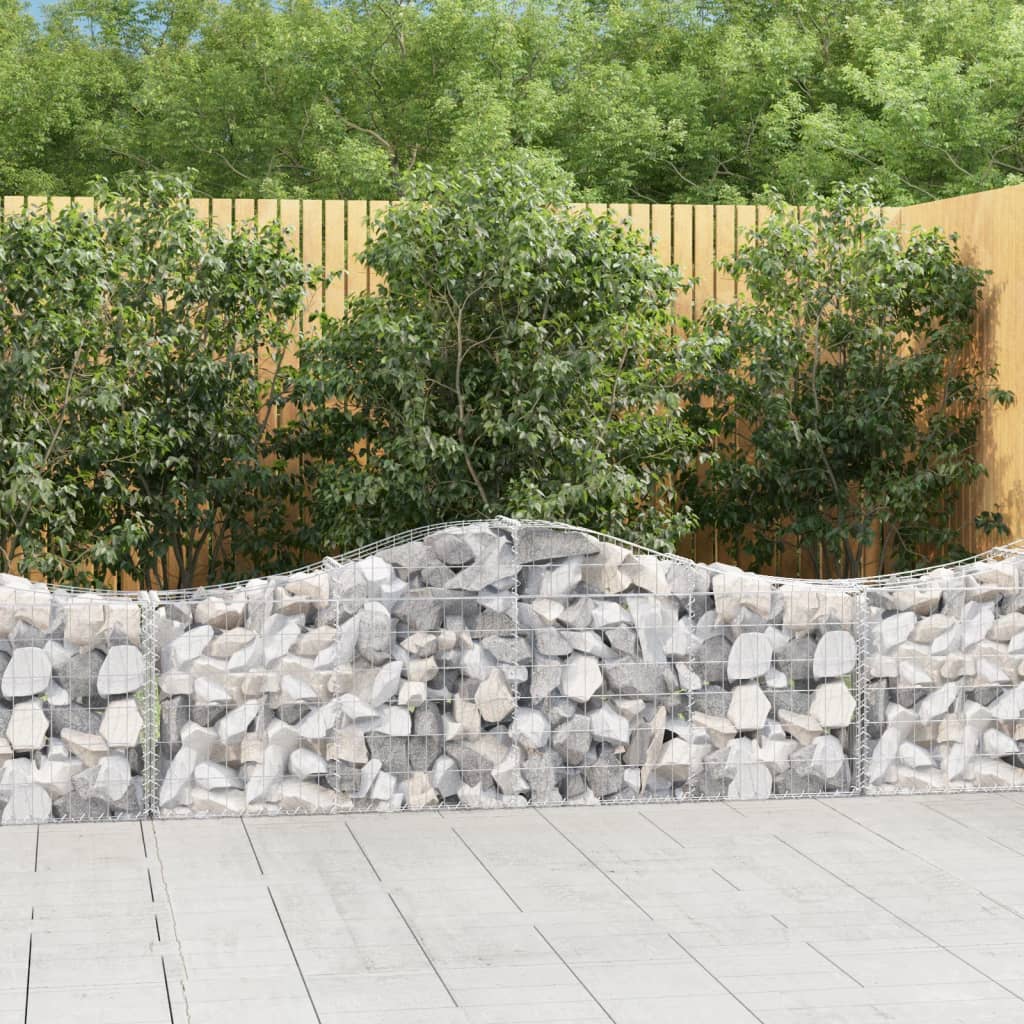 vidaXL Arched Gabion Baskets 14 pcs 200x30x60/80 cm Galvanised Iron