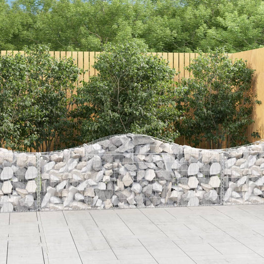 vidaXL Arched Gabion Baskets 14 pcs 200x30x60/80 cm Galvanised Iron