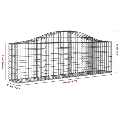 vidaXL Arched Gabion Baskets 20 pcs 200x30x60/80 cm Galvanised Iron