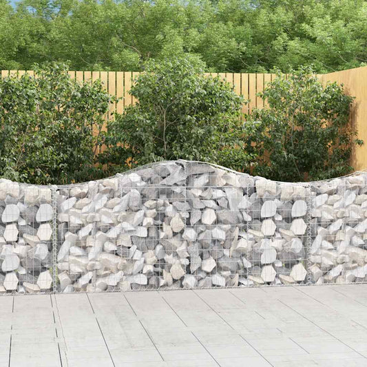 vidaXL Arched Gabion Baskets 8 pcs 200x30x80/100 cm Galvanised Iron
