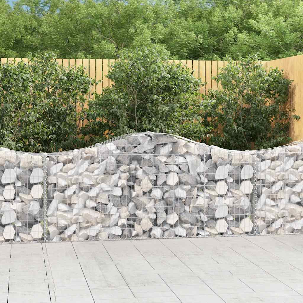 vidaXL Arched Gabion Baskets 8 pcs 200x30x80/100 cm Galvanised Iron