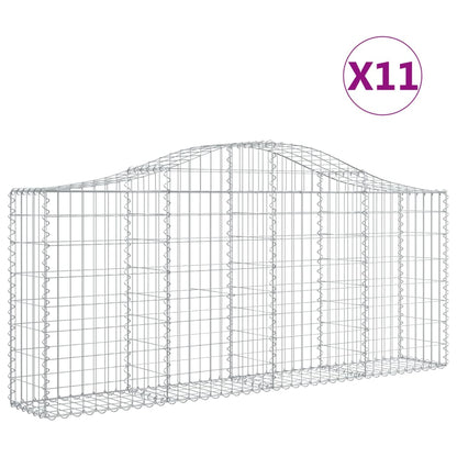 vidaXL Arched Gabion Baskets 11 pcs 200x30x80/100 cm Galvanised Iron