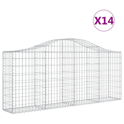 vidaXL Arched Gabion Baskets 14 pcs 200x30x80/100 cm Galvanised Iron