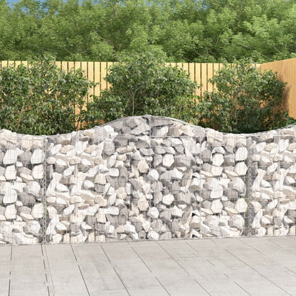 vidaXL Arched Gabion Baskets 7 pcs 200x30x100/120 cm Galvanised Iron