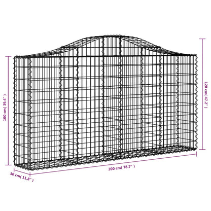 vidaXL Arched Gabion Baskets 9 pcs 200x30x100/120 cm Galvanised Iron