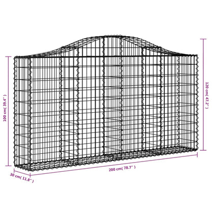 vidaXL Arched Gabion Baskets 11 pcs 200x30x100/120 cm Galvanised Iron