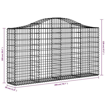 vidaXL Arched Gabion Baskets 13 pcs 200x30x100/120 cm Galvanised Iron