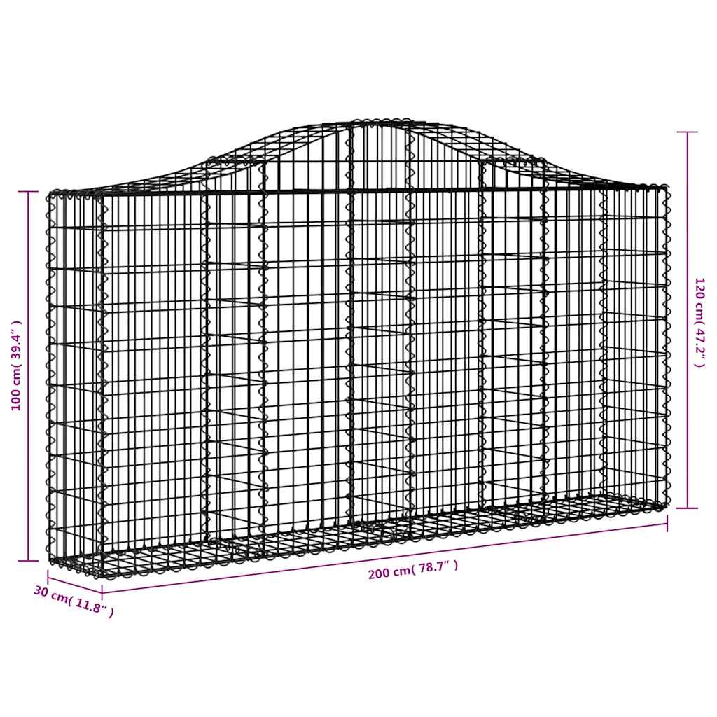 vidaXL Arched Gabion Baskets 18 pcs 200x30x100/120 cm Galvanised Iron