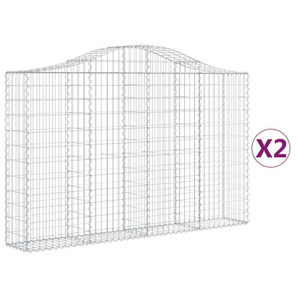 vidaXL Arched Gabion Baskets 2 pcs 200x30x120/140 cm Galvanised Iron