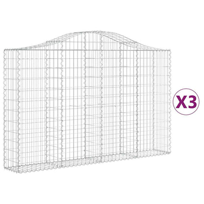 vidaXL Arched Gabion Baskets 3 pcs 200x30x120/140 cm Galvanised Iron