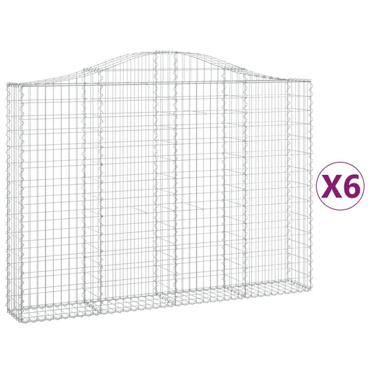 vidaXL Arched Gabion Baskets 6 pcs 200x30x140/160 cm Galvanised Iron