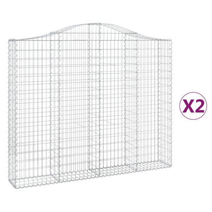 vidaXL Arched Gabion Baskets 2 pcs 200x30x160/180 cm Galvanised Iron