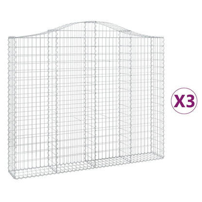 vidaXL Arched Gabion Baskets 3 pcs 200x30x160/180 cm Galvanised Iron