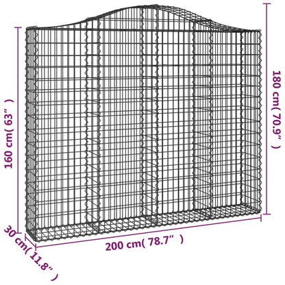 vidaXL Arched Gabion Baskets 4 pcs 200x30x160/180 cm Galvanised Iron