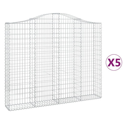 vidaXL Arched Gabion Baskets 5 pcs 200x30x160/180 cm Galvanised Iron