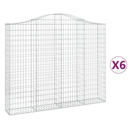 vidaXL Arched Gabion Baskets 6 pcs 200x30x160/180 cm Galvanised Iron