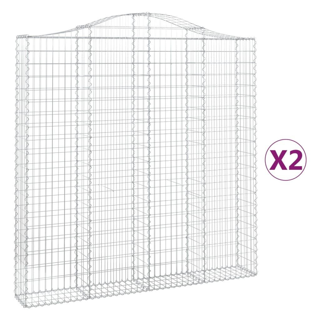 vidaXL Arched Gabion Baskets 2 pcs 200x30x200/220 cm Galvanised Iron