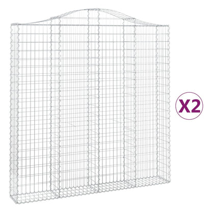vidaXL Arched Gabion Baskets 2 pcs 200x30x200/220 cm Galvanised Iron