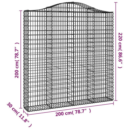 vidaXL Arched Gabion Baskets 2 pcs 200x30x200/220 cm Galvanised Iron
