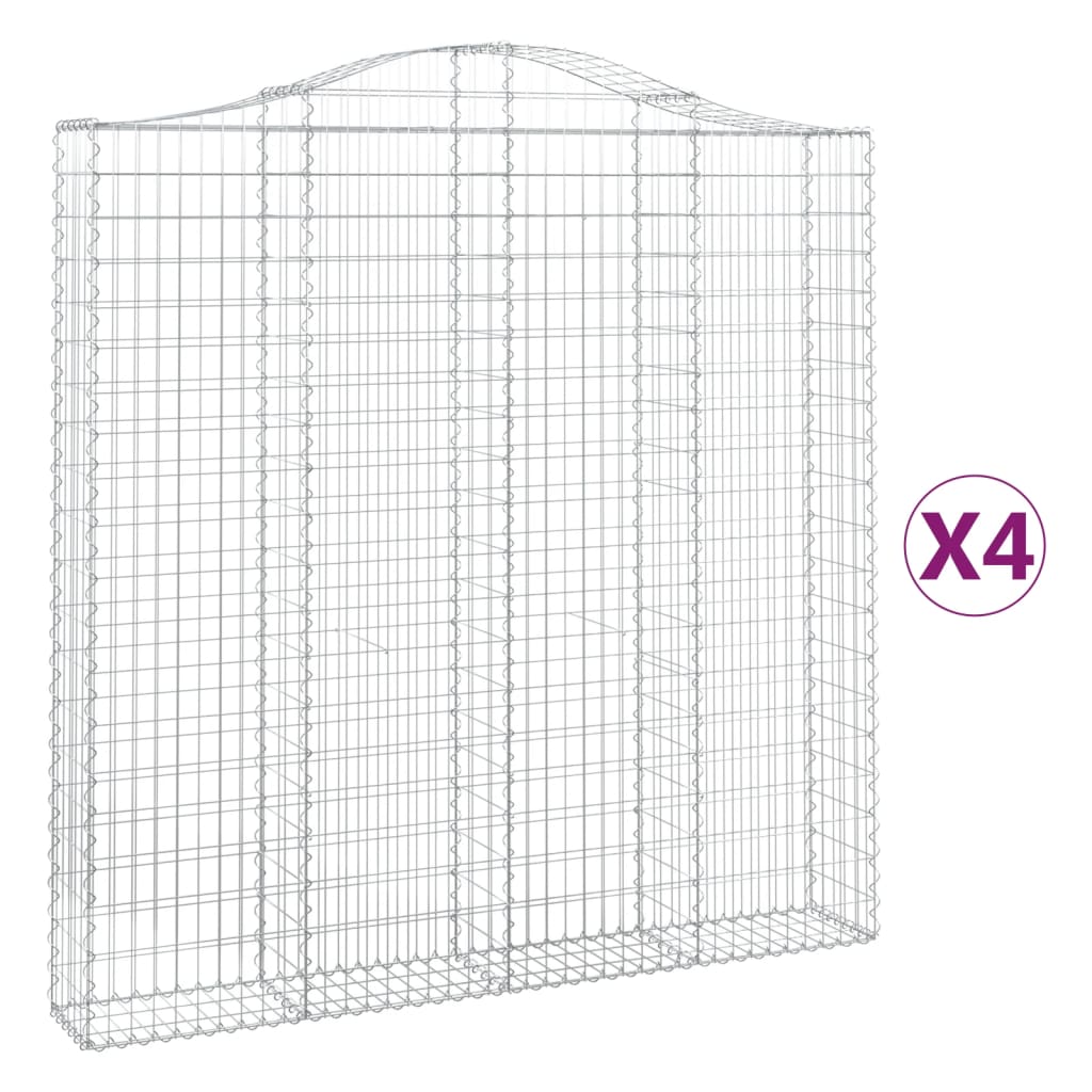 vidaXL Arched Gabion Baskets 4 pcs 200x30x200/220 cm Galvanised Iron