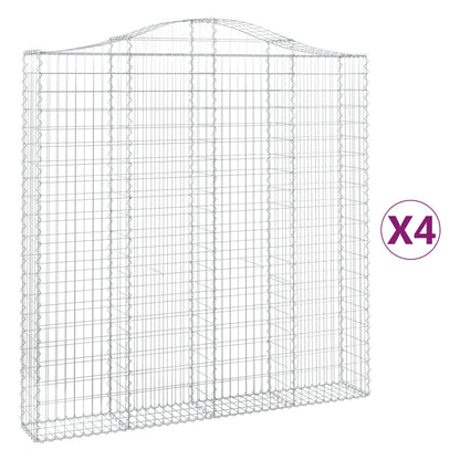 vidaXL Arched Gabion Baskets 4 pcs 200x30x200/220 cm Galvanised Iron