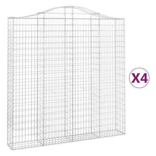 vidaXL Arched Gabion Baskets 4 pcs 200x30x200/220 cm Galvanised Iron