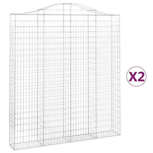 vidaXL Arched Gabion Baskets 2 pcs 200x30x220/240 cm Galvanised Iron