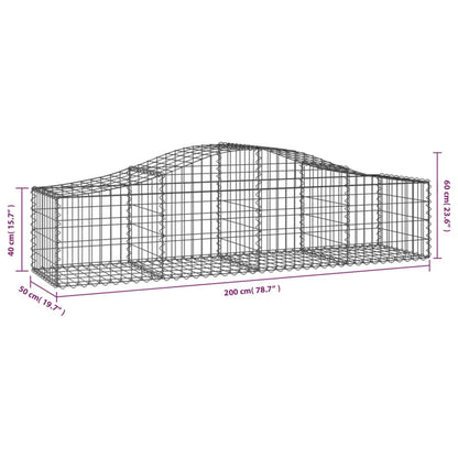 vidaXL Arched Gabion Baskets 4 pcs 200x50x40/60 cm Galvanised Iron