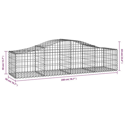 vidaXL Arched Gabion Baskets 5 pcs 200x50x40/60 cm Galvanised Iron
