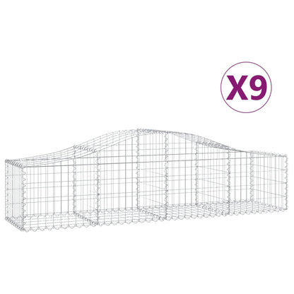 vidaXL Arched Gabion Baskets 9 pcs 200x50x40/60 cm Galvanised Iron