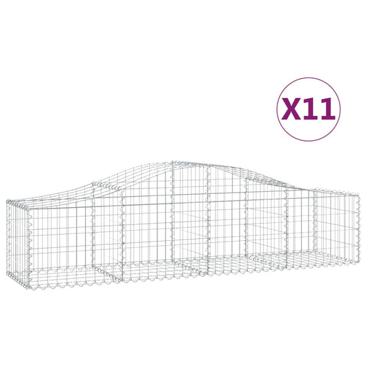 vidaXL Arched Gabion Baskets 11 pcs 200x50x40/60 cm Galvanised Iron