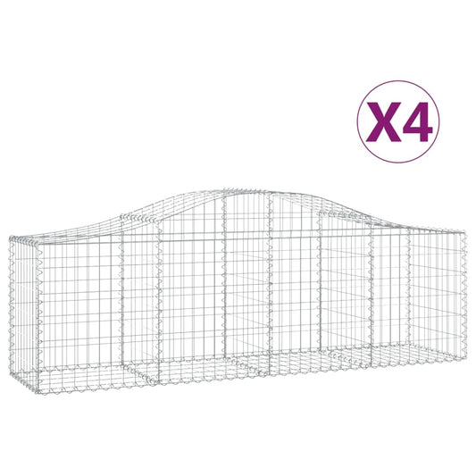 vidaXL Arched Gabion Baskets 4 pcs 200x50x60/80 cm Galvanised Iron