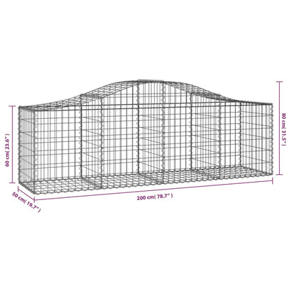 vidaXL Arched Gabion Baskets 15 pcs 200x50x60/80 cm Galvanised Iron