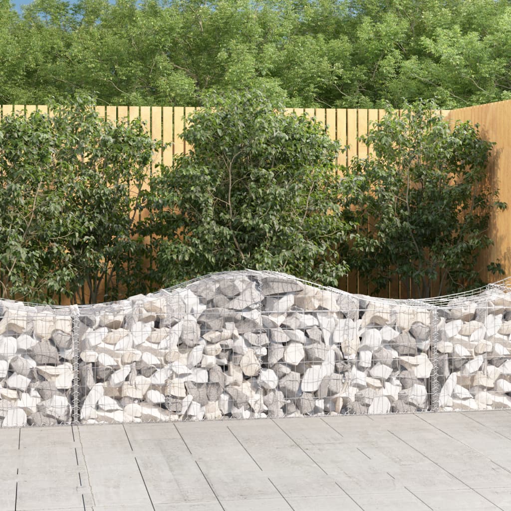 vidaXL Arched Gabion Baskets 15 pcs 200x50x60/80 cm Galvanised Iron