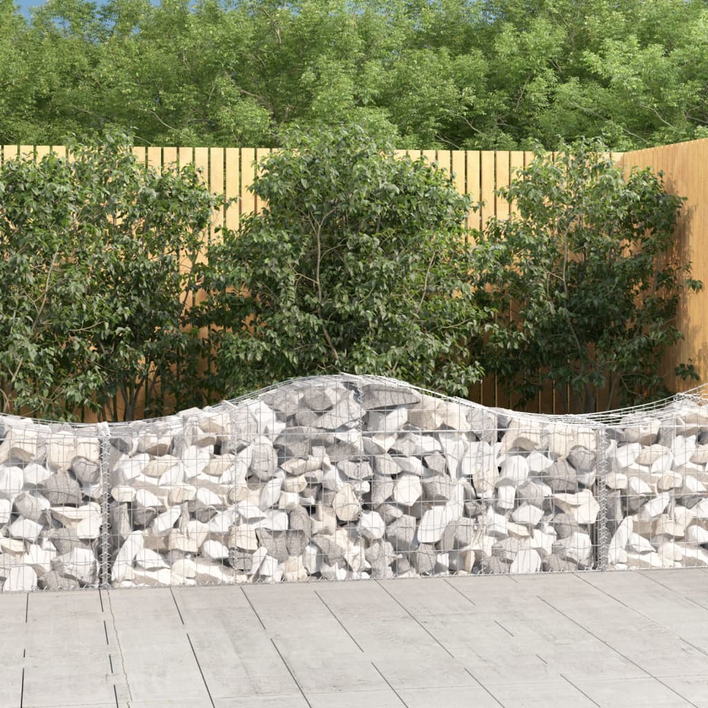 vidaXL Arched Gabion Baskets 18 pcs 200x50x60/80 cm Galvanised Iron