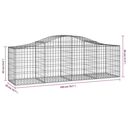 vidaXL Arched Gabion Baskets 20 pcs 200x50x60/80 cm Galvanised Iron