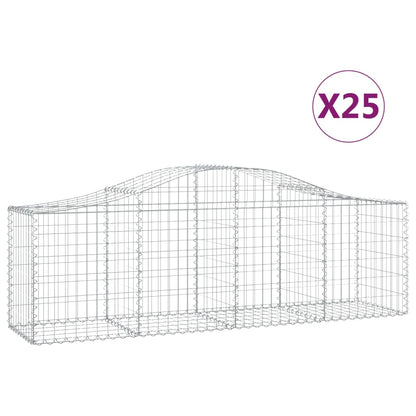 vidaXL Arched Gabion Baskets 25 pcs 200x50x60/80 cm Galvanised Iron