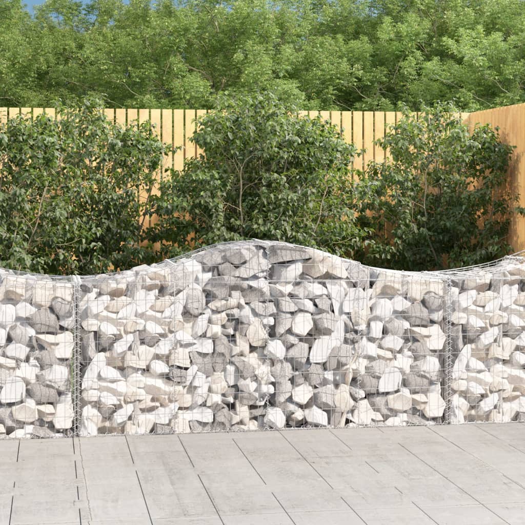 vidaXL Arched Gabion Baskets 10 pcs 200x50x80/100 cm Galvanised Iron