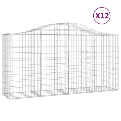 vidaXL Arched Gabion Baskets 12 pcs 200x50x100/120 cm Galvanised Iron