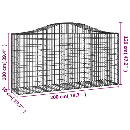 vidaXL Arched Gabion Baskets 18 pcs 200x50x100/120 cm Galvanised Iron