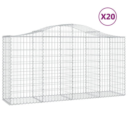 vidaXL Arched Gabion Baskets 20 pcs 200x50x100/120 cm Galvanised Iron