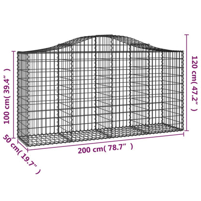 vidaXL Arched Gabion Baskets 30 pcs 200x50x100/120 cm Galvanised Iron