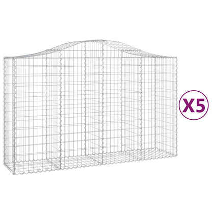 vidaXL Arched Gabion Baskets 5 pcs 200x50x120/140 cm Galvanised Iron
