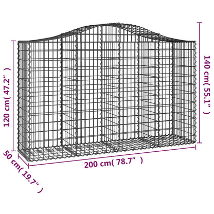 vidaXL Arched Gabion Baskets 5 pcs 200x50x120/140 cm Galvanised Iron