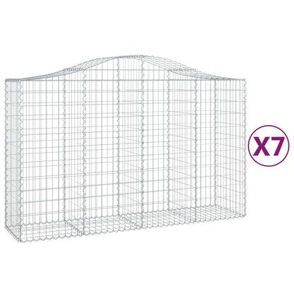 vidaXL Arched Gabion Baskets 7 pcs 200x50x120/140 cm Galvanised Iron