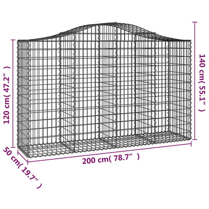 vidaXL Arched Gabion Baskets 8 pcs 200x50x120/140 cm Galvanised Iron