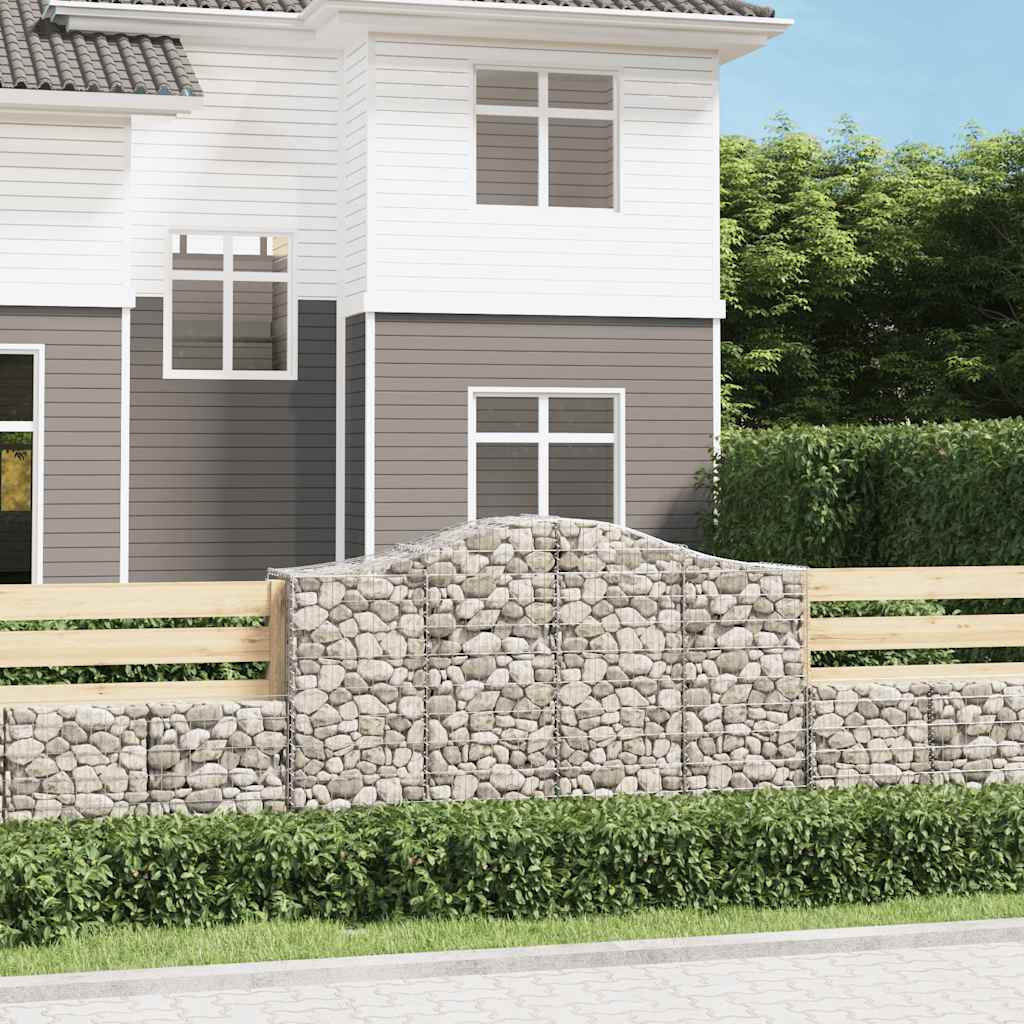 vidaXL Arched Gabion Baskets 8 pcs 200x50x120/140 cm Galvanised Iron
