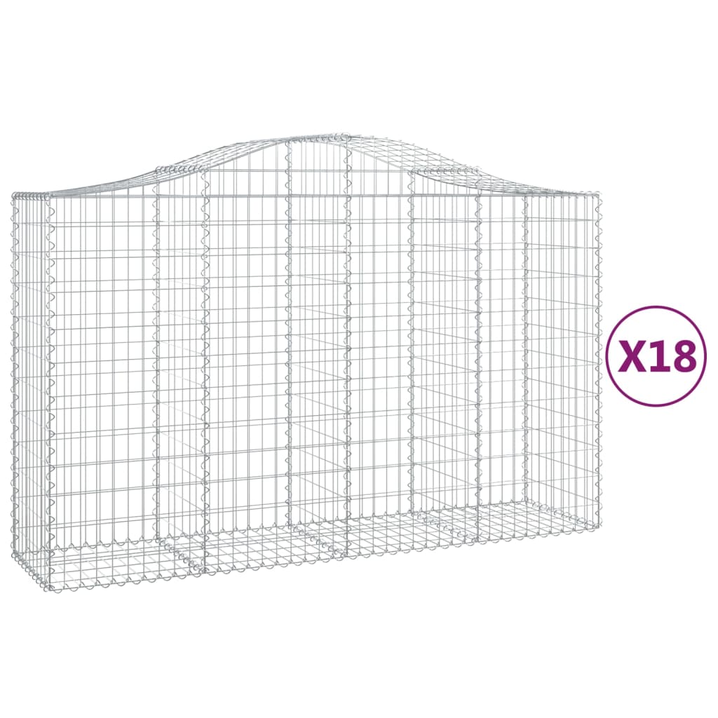 vidaXL Arched Gabion Baskets 18 pcs 200x50x120/140 cm Galvanised Iron