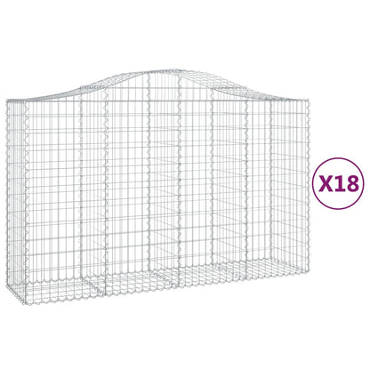 vidaXL Arched Gabion Baskets 18 pcs 200x50x120/140 cm Galvanised Iron